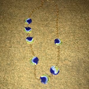 Necklace with multi color disks